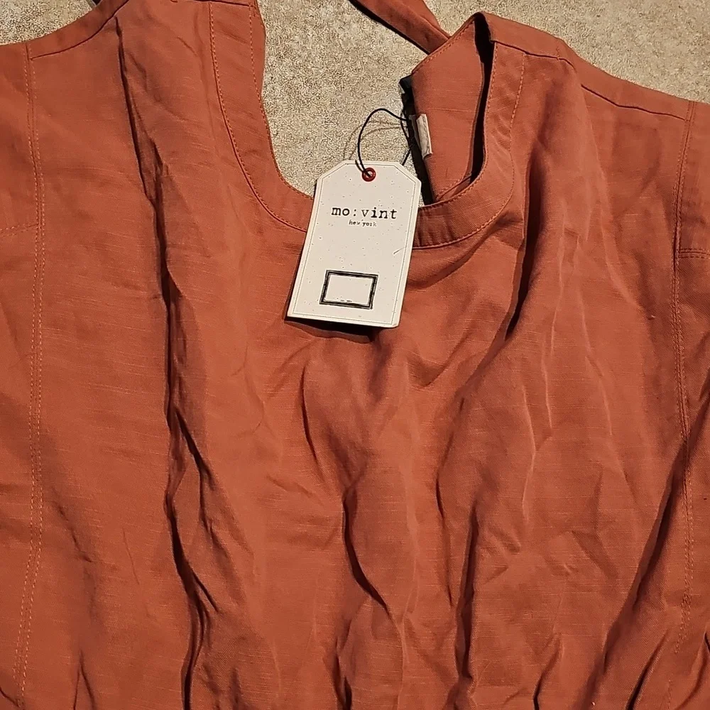 NWT Mo:Vint New York open back wide leg jumpsuit jumper mauve coveralls sz S - Picture 3 of 6